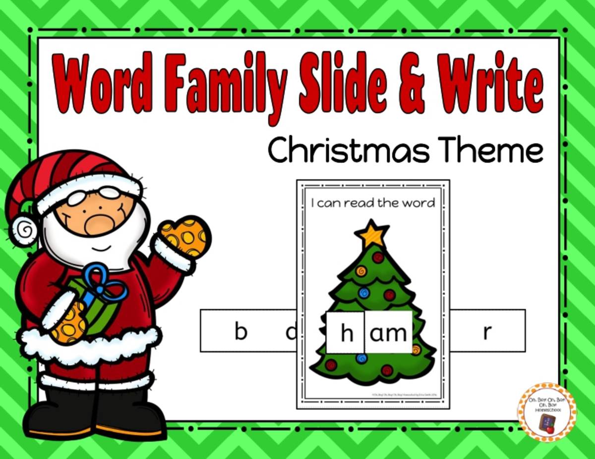 An educational teaching resource from Oh Boy Homeschool entitled Word Family Slide & Write - Christmas Theme downloadable at Teach Simple.