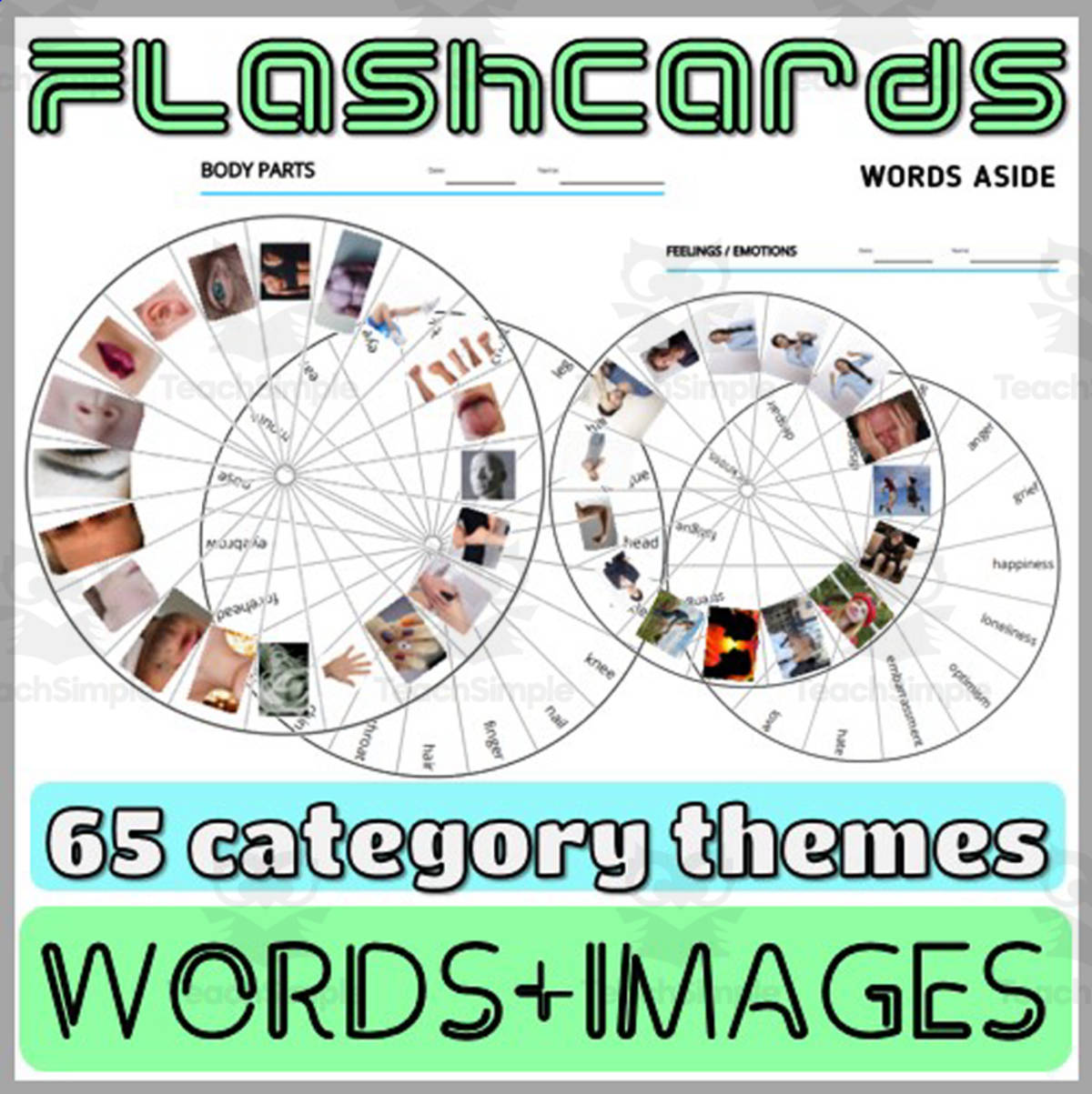 An educational teaching resource from WORDS ASIDE entitled Word Games with Puzzles Flash Card Themes downloadable at Teach Simple.