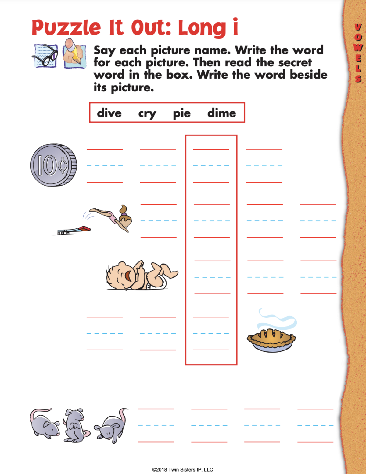 An educational teaching resource from Twin Sisters Digital Media entitled Word Parts, Consonants, and Vowels Printable Workbook downloadable at Teach Simple.