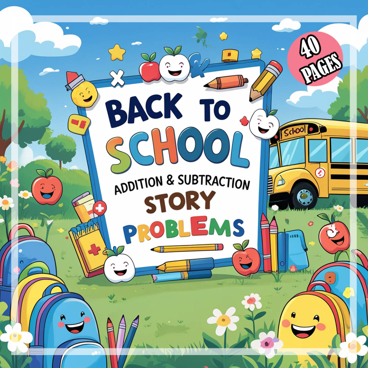 An educational teaching resource from Bambolina55 entitled Word Problems for Kindergarten | Back to School Addition - Subtraction downloadable at Teach Simple.