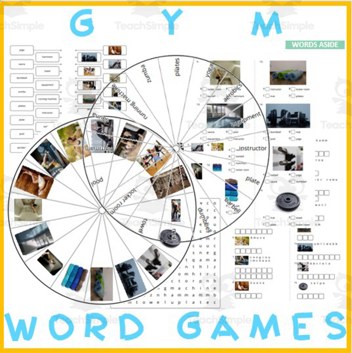 An educational teaching resource from WORDS ASIDE entitled Word Puzzles Crossword Wordsearch Anagram GYM downloadable at Teach Simple.