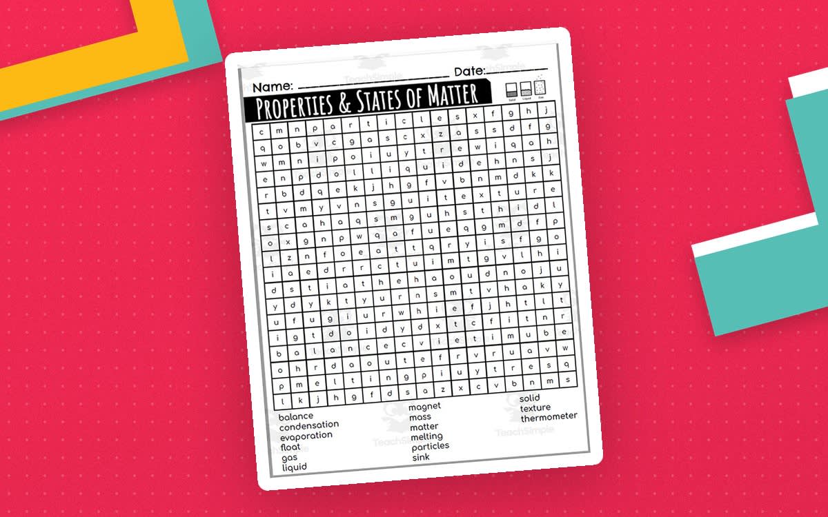 An educational teaching resource from Rodriguez's Resources entitled Properties & States of Matter Word Search downloadable at Teach Simple.