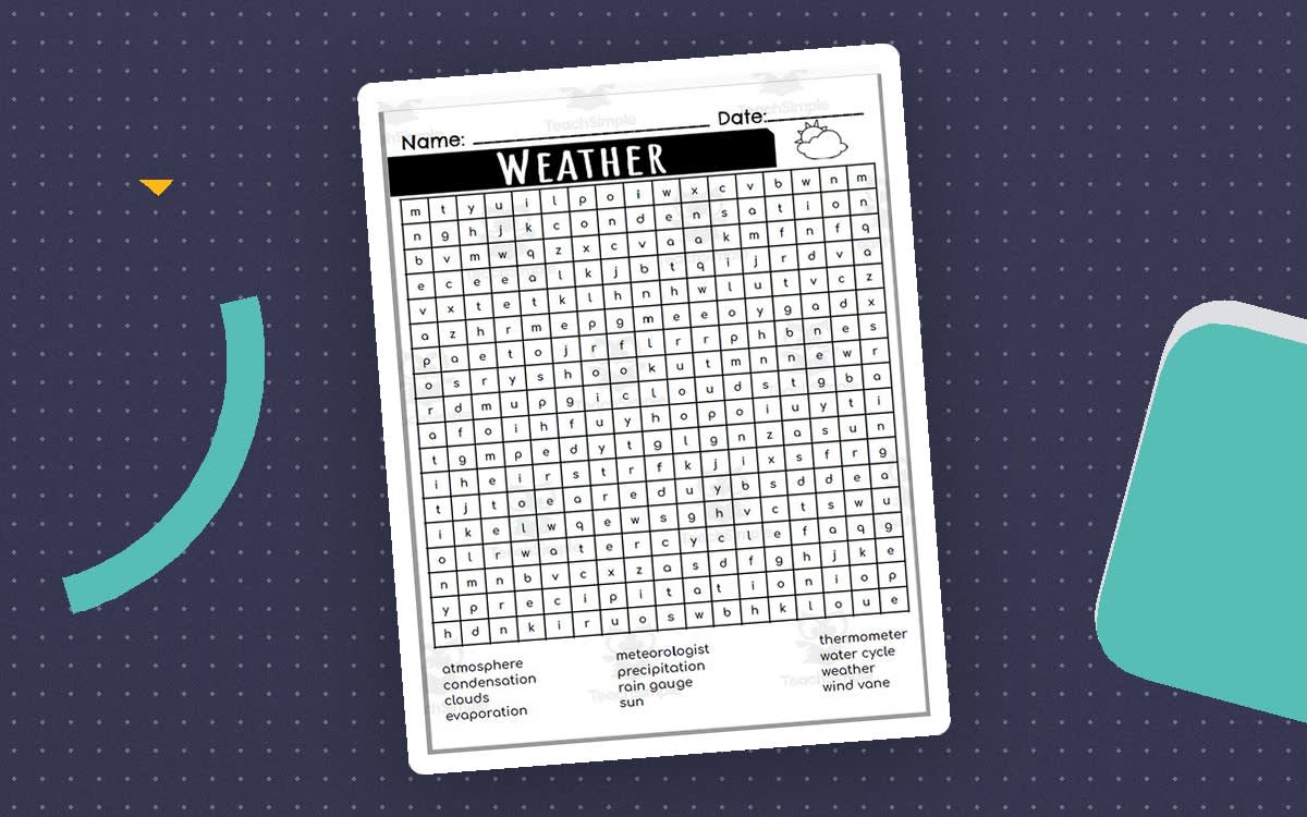 An educational teaching resource from Rodriguez's Resources entitled Word Search: Weather downloadable at Teach Simple.
