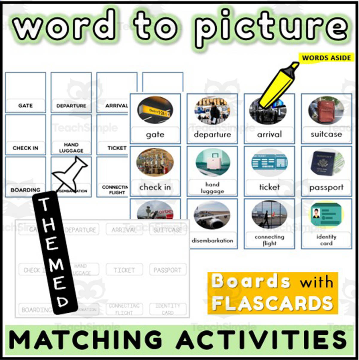 An educational teaching resource from WORDS ASIDE entitled Word to Picture Activities Flashcards 2 downloadable at Teach Simple.