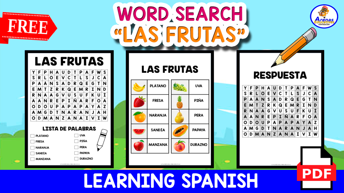 An educational teaching resource from EDITORIAL LAURA EDUCA entitled WORDSEARCH "Las frutas" | Spanish Learning downloadable at Teach Simple.