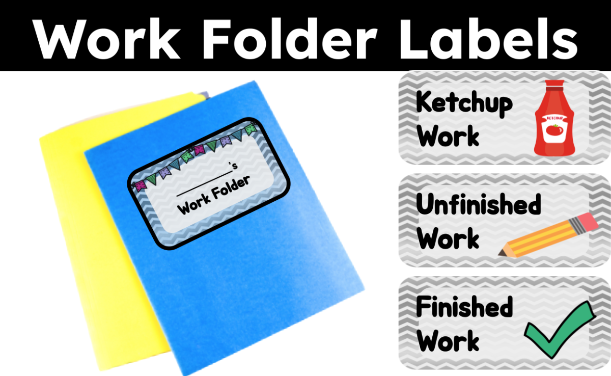 An educational teaching resource from CraftEdPrints entitled Work Folder Label Set downloadable at Teach Simple.