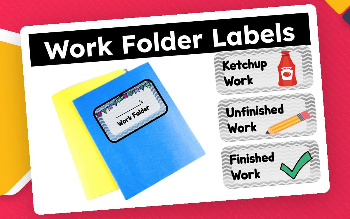 An educational teaching resource from CraftEdPrints entitled Work Folder Label Set downloadable at Teach Simple.