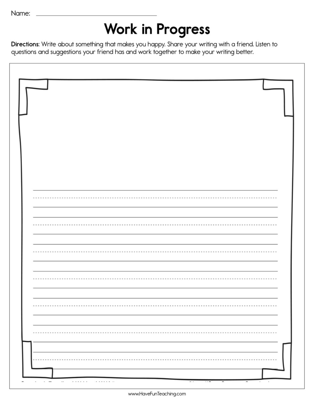 An educational teaching resource from Have Fun Teaching entitled Work in Progress Worksheet downloadable at Teach Simple.