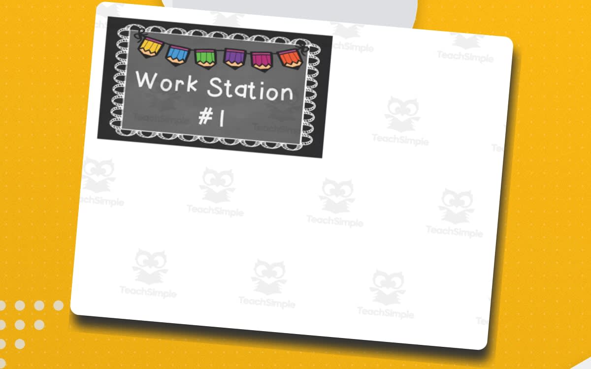 An educational teaching resource from First in Line entitled Work Station Labels downloadable at Teach Simple.