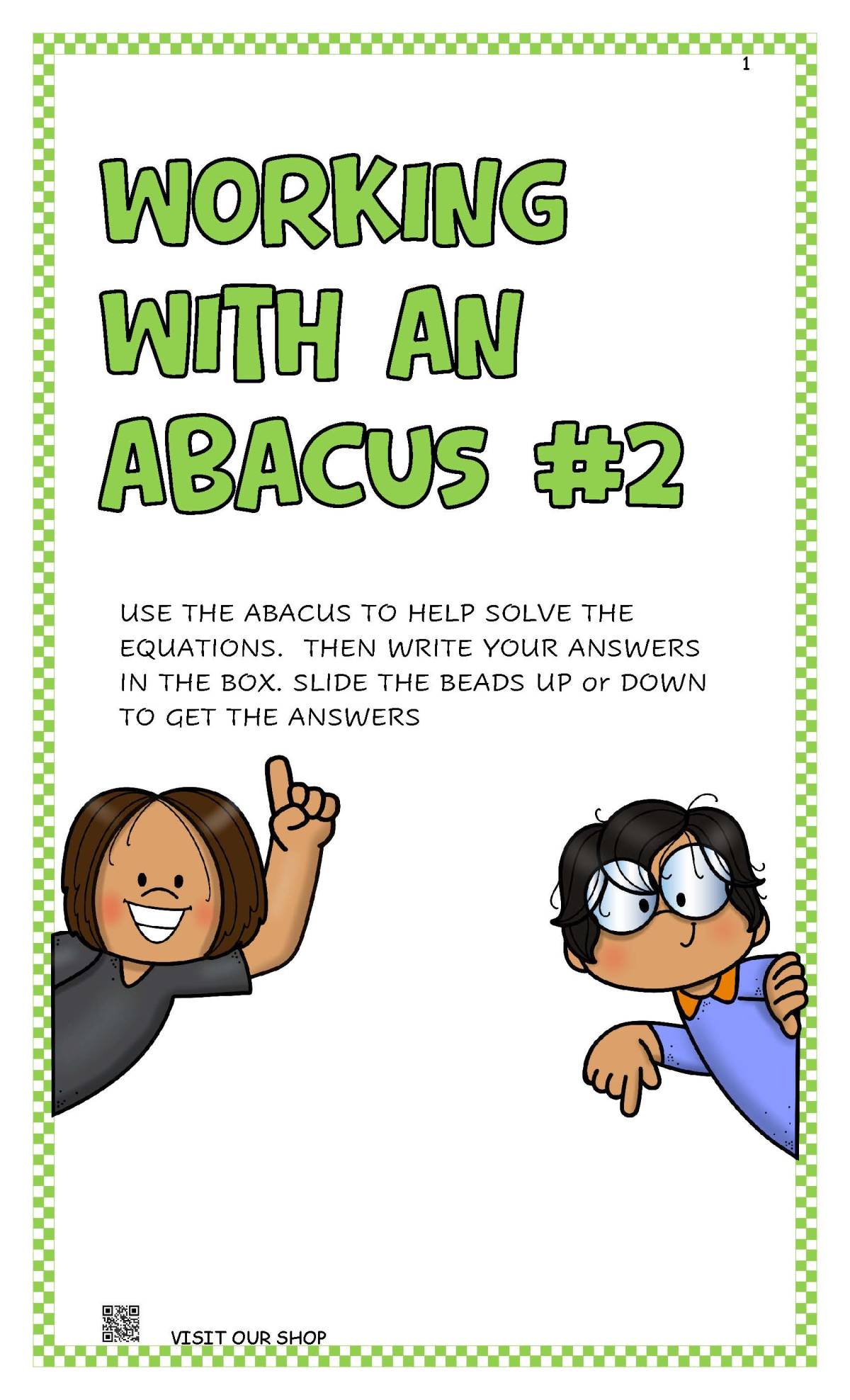 An educational teaching resource from KD's Kids School Shop entitled Working with an Abacus #2 downloadable at Teach Simple.