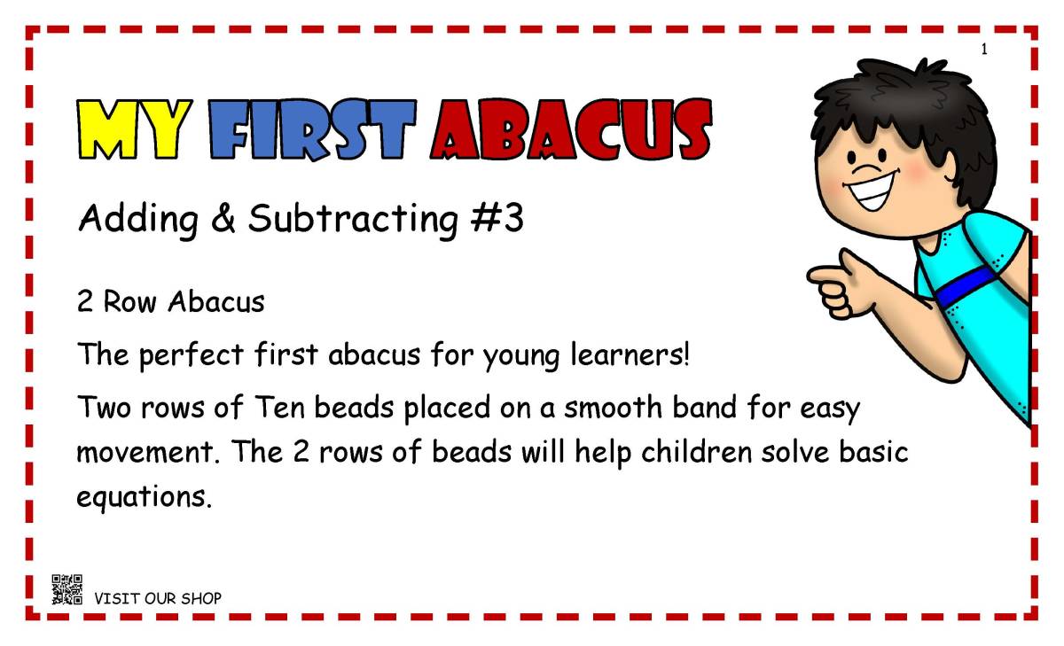 An educational teaching resource from KD's Kids School Shop entitled Working with and Abacus #3 downloadable at Teach Simple.