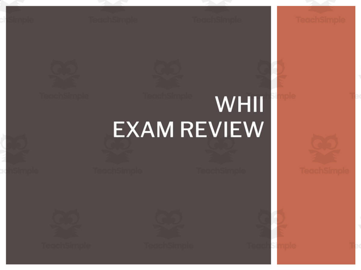 An educational teaching resource from History with DeLong entitled World History II Exam Review downloadable at Teach Simple.