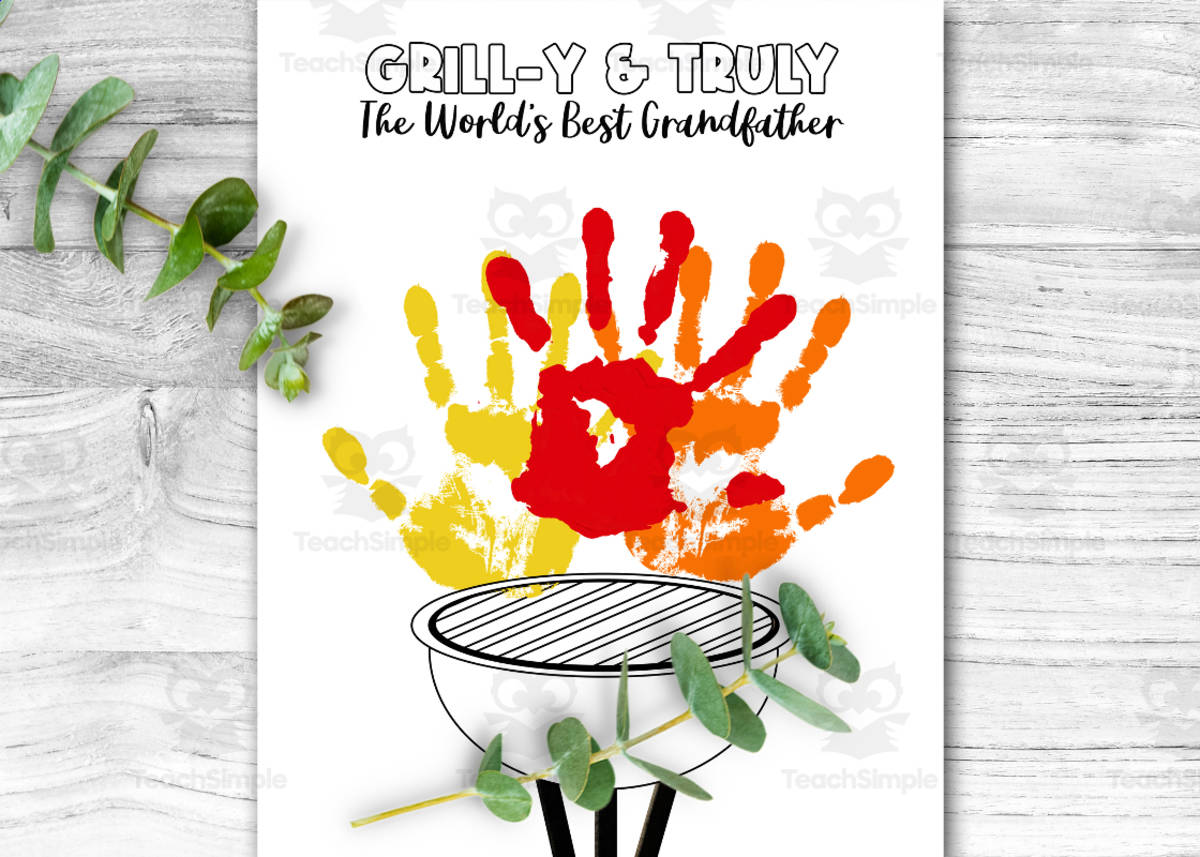An educational teaching resource from Forever June Digital Design entitled World's Best Grandfather – Handprint Craft Card downloadable at Teach Simple.