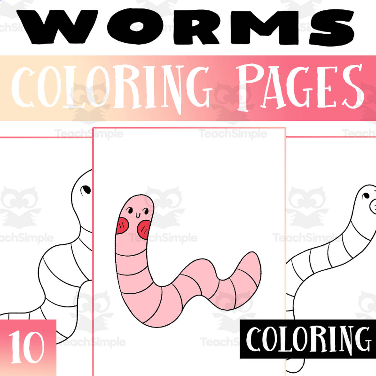 An educational teaching resource from Lapiiin Art Activities entitled Worm Coloring Pages Worksheet Activity For Morning Work downloadable at Teach Simple.