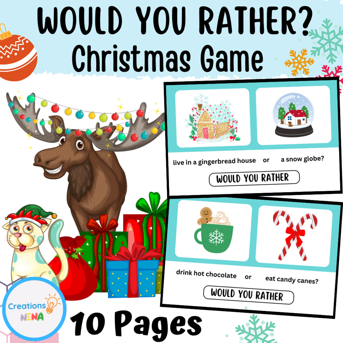 An educational teaching resource from Nena Creations entitled Would you Rather Christmas Activities for Kids downloadable at Teach Simple.