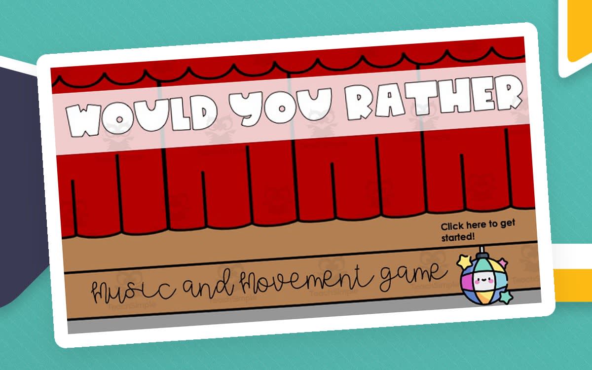 An educational teaching resource from Joyful Noise Teaching entitled Would You Rather Music Game downloadable at Teach Simple.
