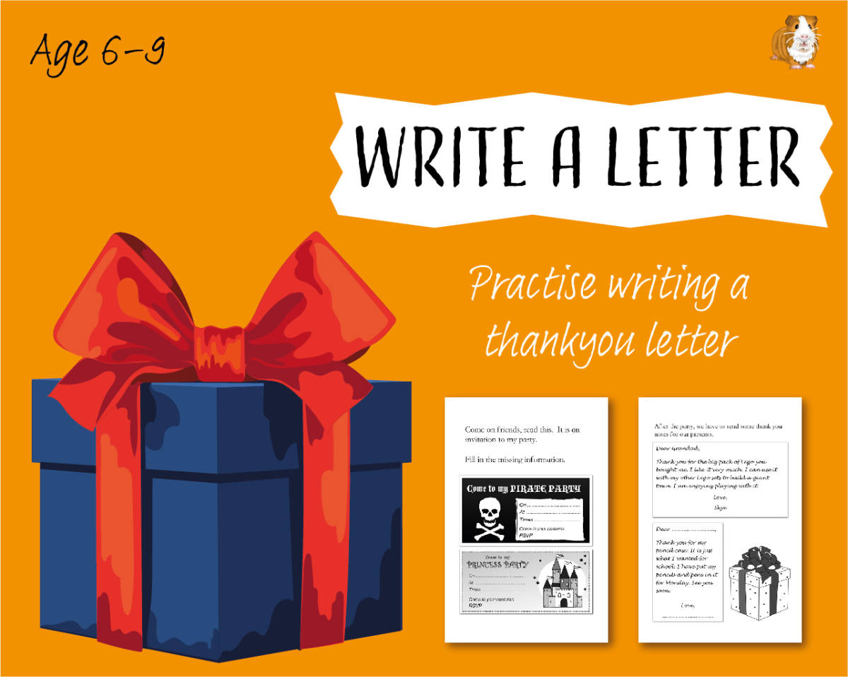 An educational teaching resource from Guinea Pig Education entitled Write A Letter: Practise Writing A Thankyou Letter (6-9 years) downloadable at Teach Simple.