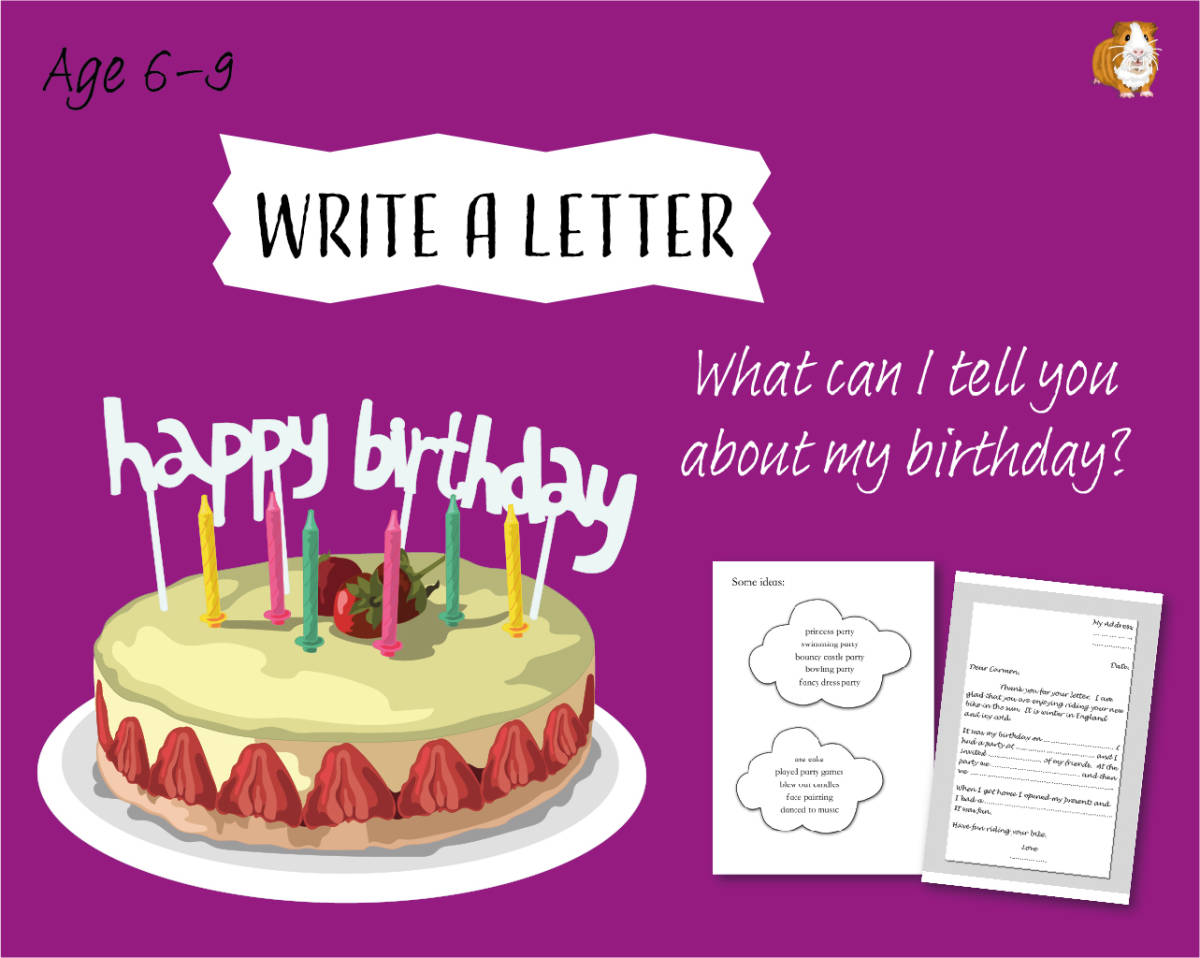 An educational teaching resource from Guinea Pig Education entitled Write A Letter: What Can I Tell You About My Birthday? (6-9 years) downloadable at Teach Simple.