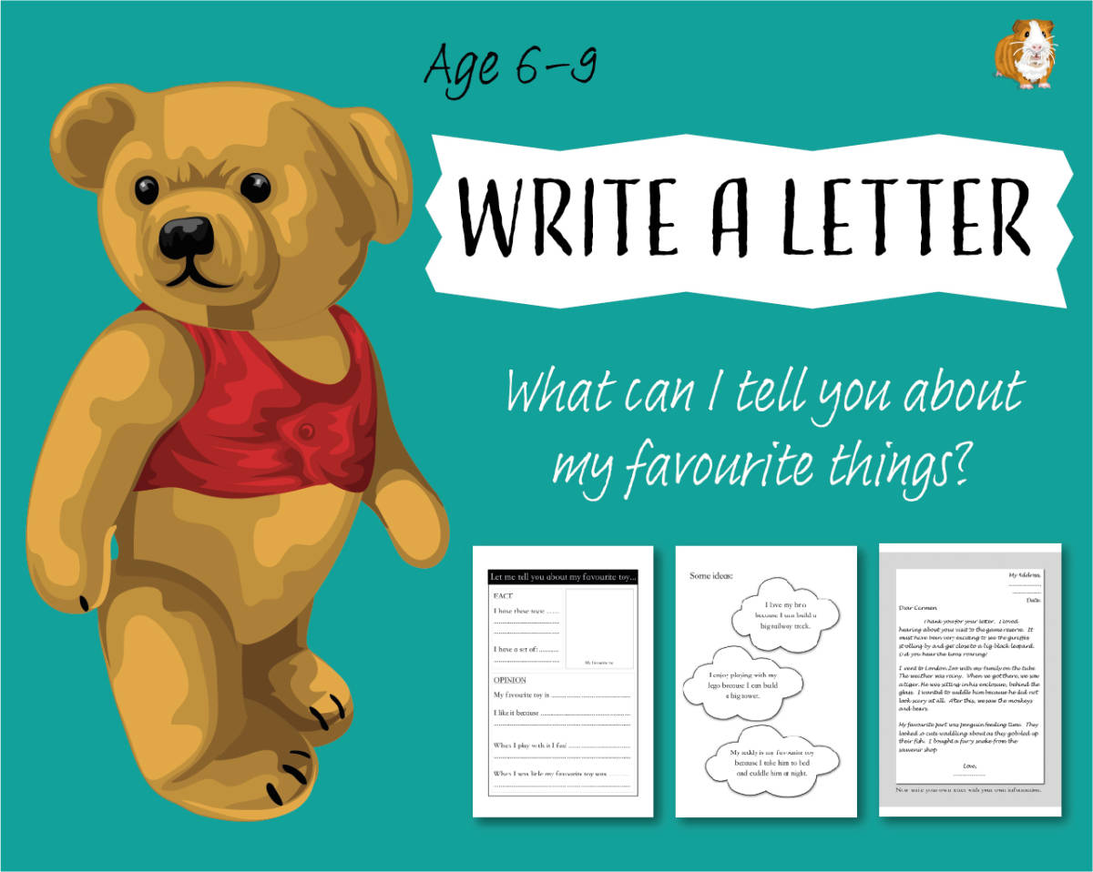 An educational teaching resource from Guinea Pig Education entitled Write A Letter: What Can I Tell You About My Favourite Things? (6-9 years) downloadable at Teach Simple.
