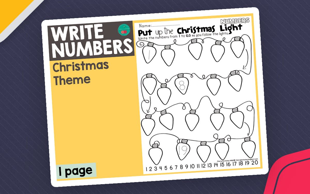 An educational teaching resource from Cherry Workshop entitled Write Numbers 1-20 downloadable at Teach Simple.