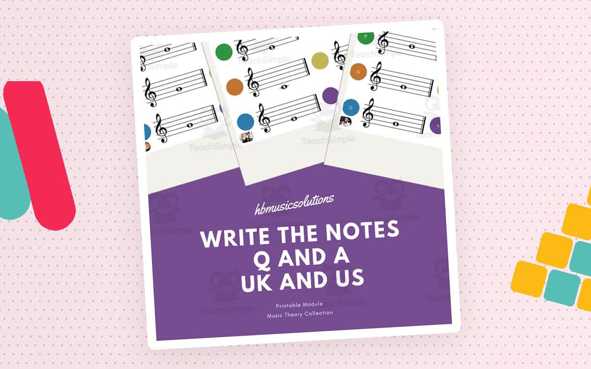 An educational teaching resource from Hbmusicsolutions's Shop entitled Write the Notes Music Worksheet downloadable at Teach Simple.