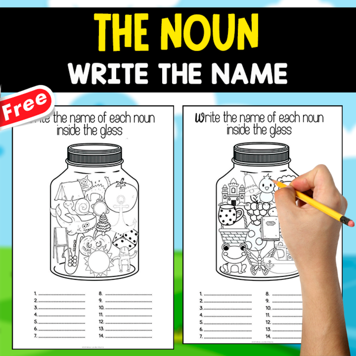 An educational teaching resource from EDITORIAL LAURA EDUCA entitled WRITE THE NOUN | 8 PAGES | EXERCISES downloadable at Teach Simple.