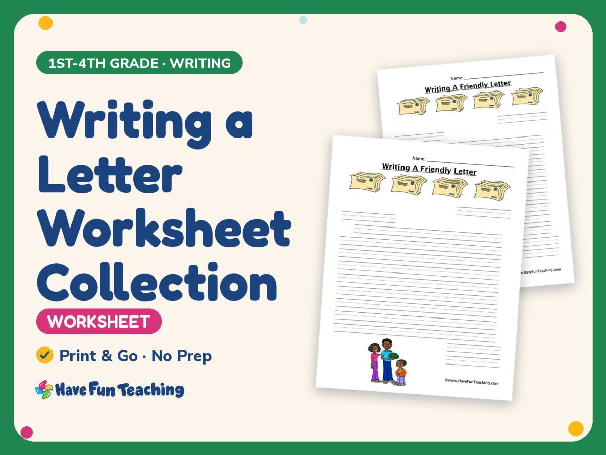 Writing a Letter Worksheet Collection – 1st-4th Grade Lined Paper preview