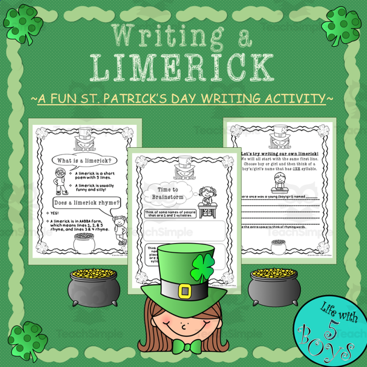 An educational teaching resource from Life with 5 Boys entitled Writing a Limerick downloadable at Teach Simple.