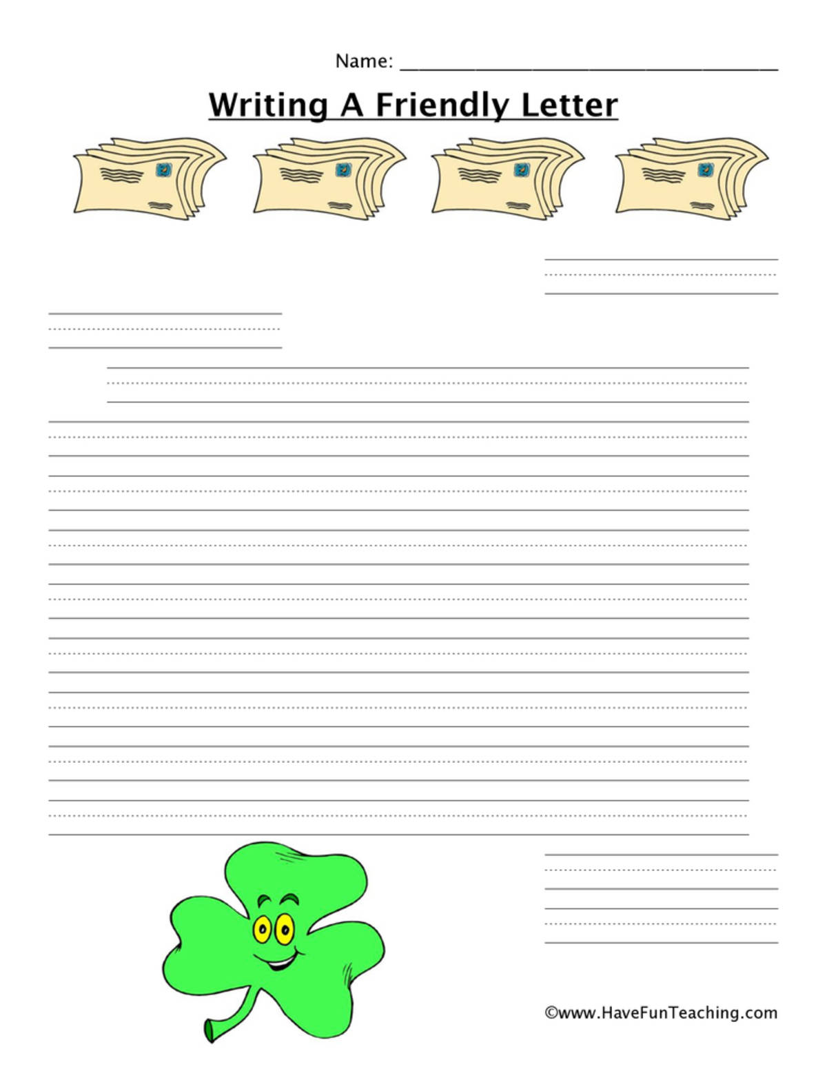 An educational teaching resource from Have Fun Teaching entitled Writing a St Patrick's Day Letter Worksheet downloadable at Teach Simple.