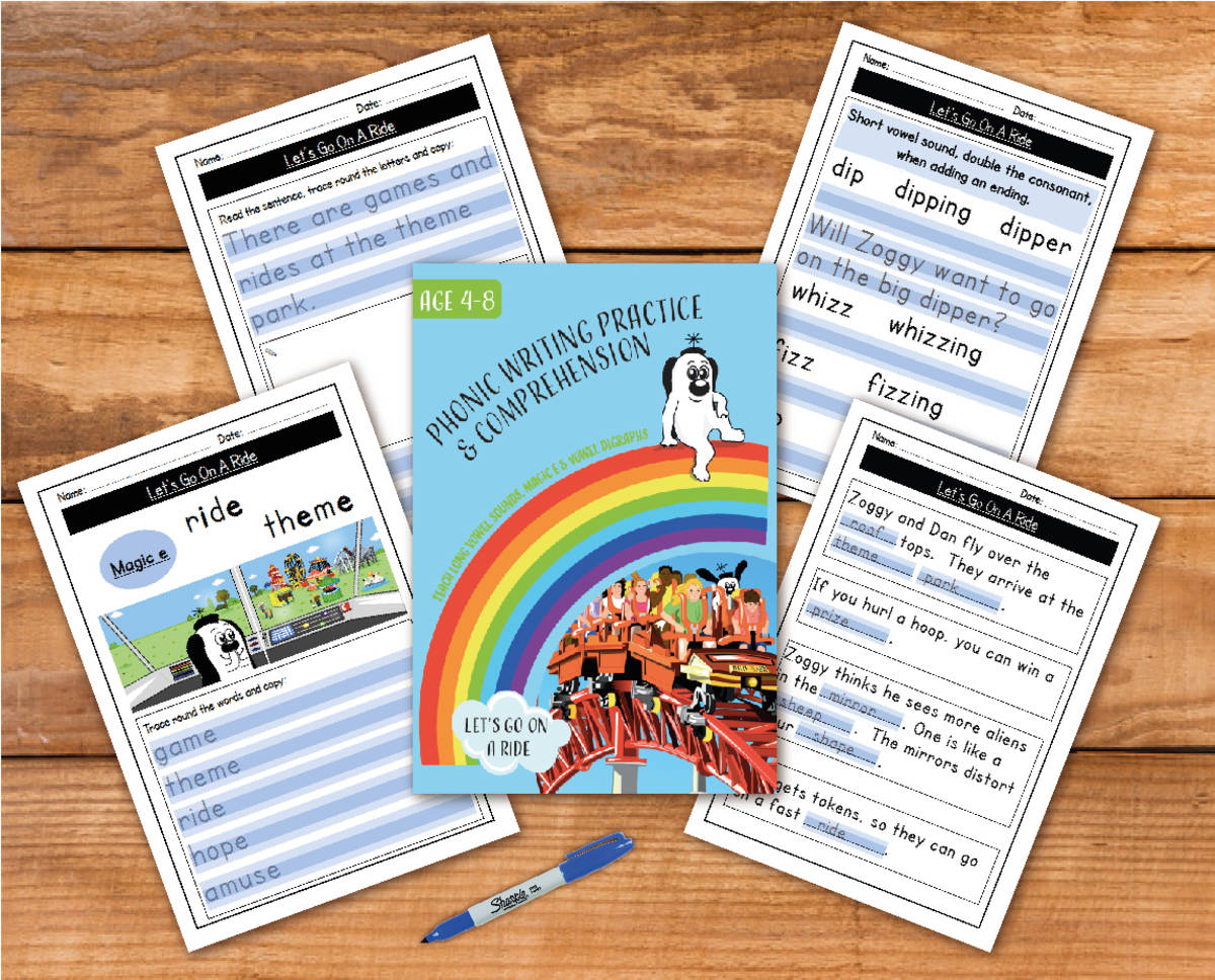 An educational teaching resource from Guinea Pig Education entitled Writing And Comprehension Practice: Let’s Go On A Ride (4-8 years) downloadable at Teach Simple.