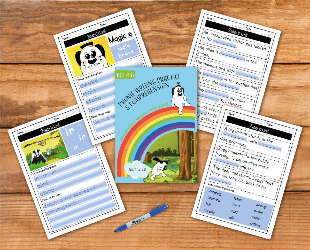 An educational teaching resource from Guinea Pig Education entitled Writing And Comprehension Practice: Zoggy Is Lost (4-8 years) downloadable at Teach Simple.