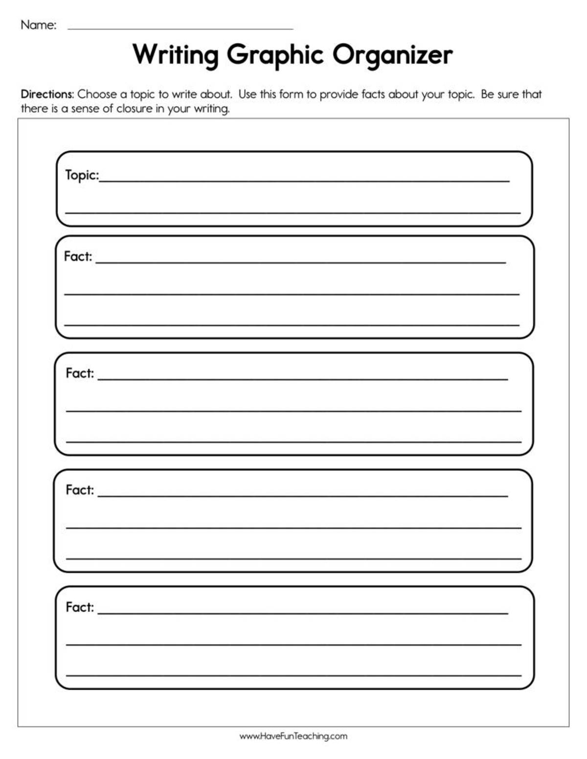 An educational teaching resource from Have Fun Teaching entitled Writing Graphic Organizer Worksheet downloadable at Teach Simple.