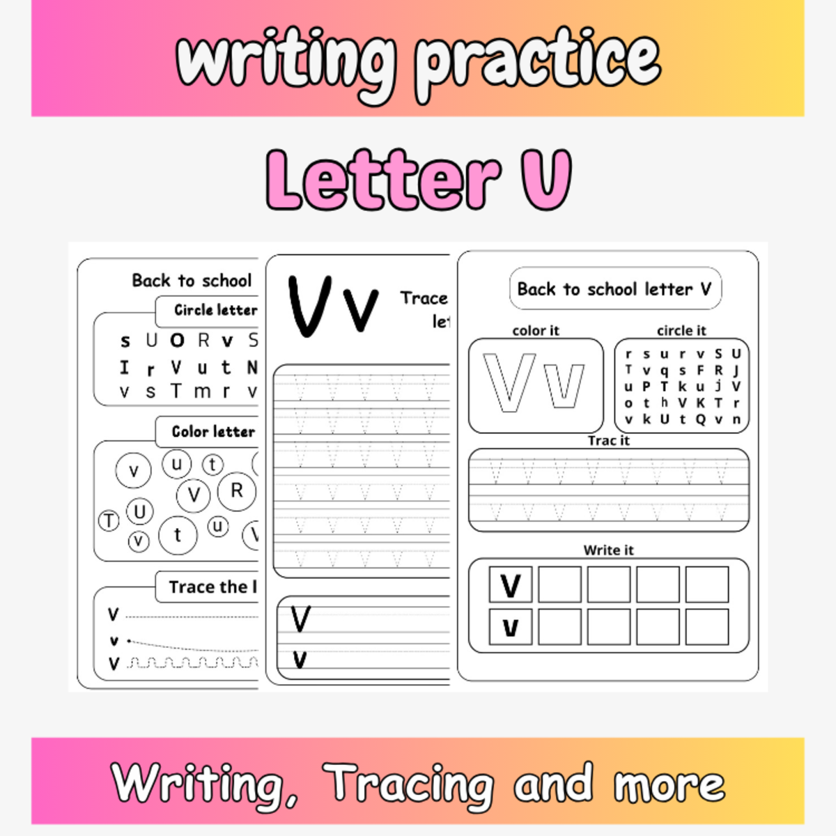 An educational teaching resource from successful teachers resource entitled writing letter v kindergarten - tracing letter v printable downloadable at Teach Simple.