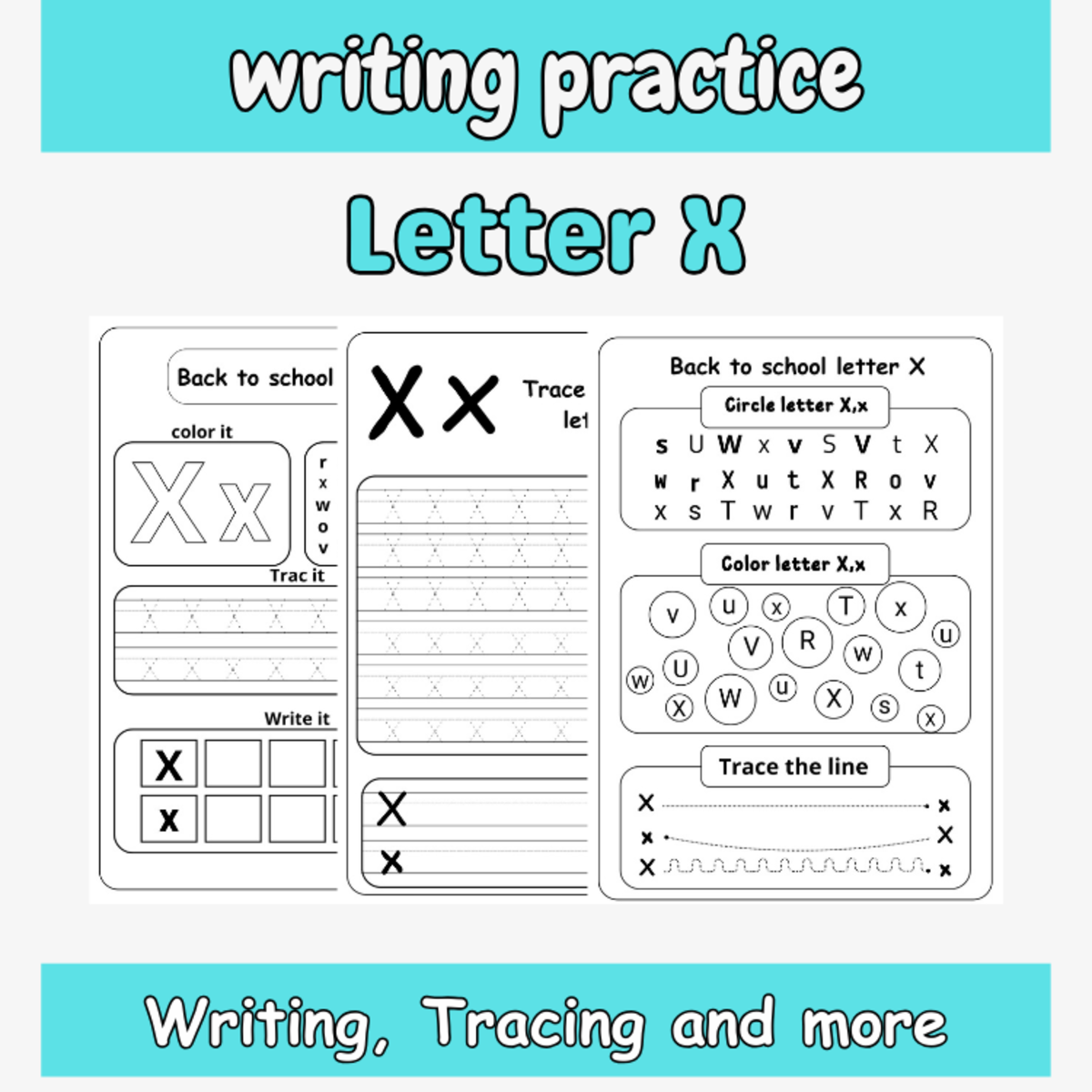 An educational teaching resource from successful teachers resource entitled writing letter x for first grade - letter x tracing and writing downloadable at Teach Simple.