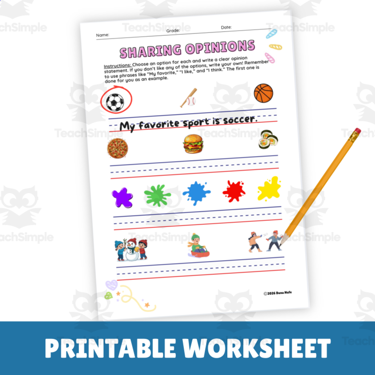 Writing Opinion Statements Worksheet - Grade 2 preview