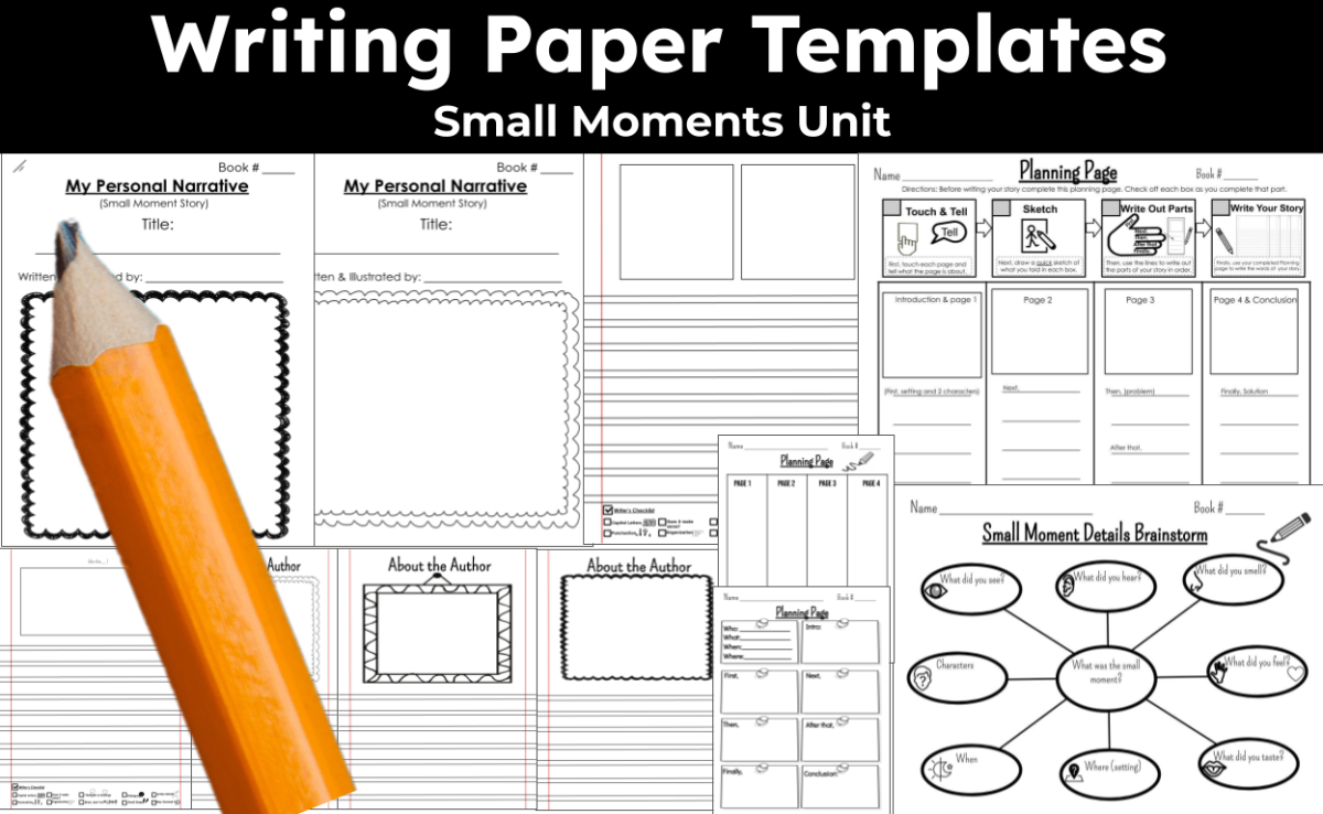 An educational teaching resource from CraftEdPrints entitled Writing Paper Templates | Small Moments Unit downloadable at Teach Simple.