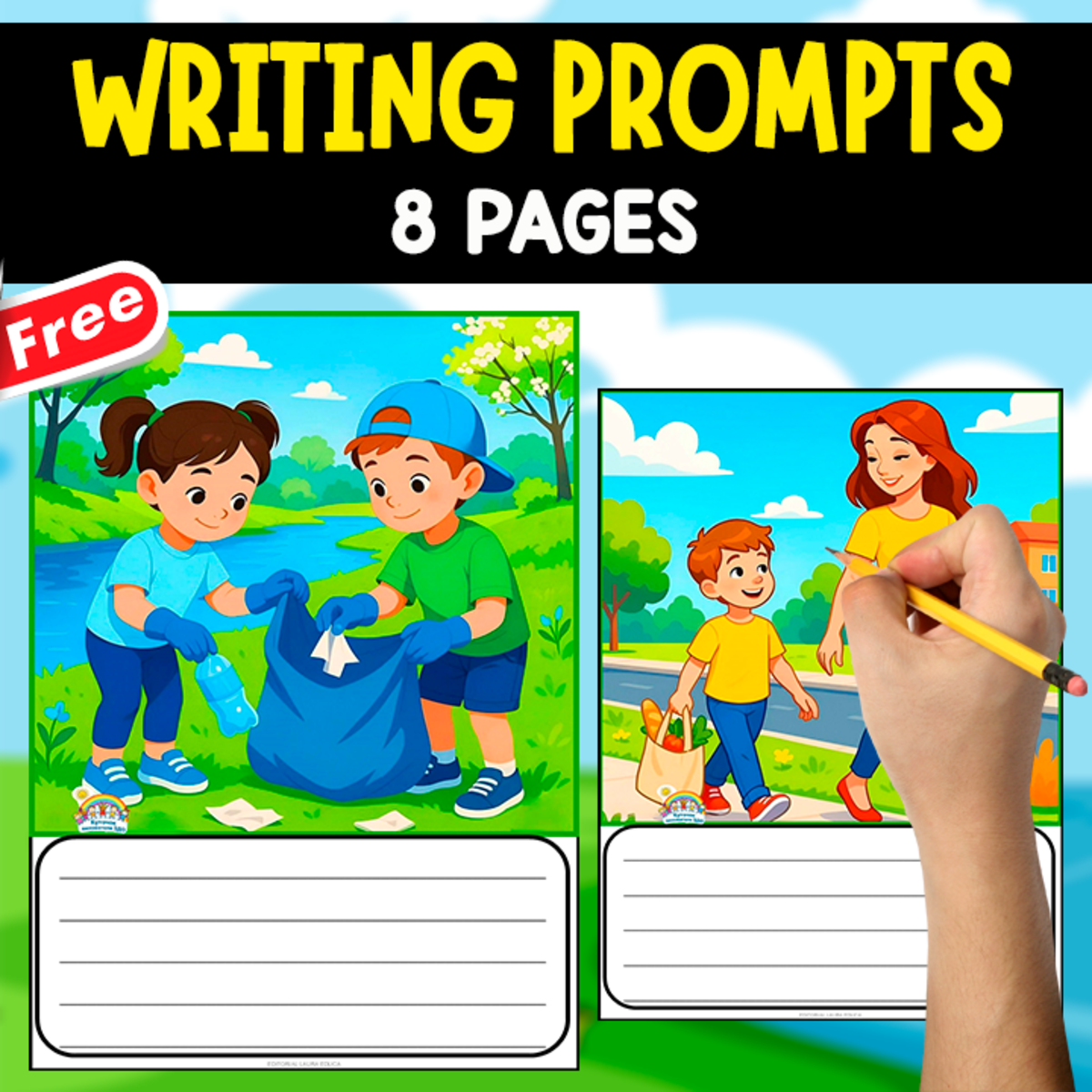 An educational teaching resource from EDITORIAL LAURA EDUCA entitled WRITING PROMPT | 8 PAGES | CREATIVE WRITING downloadable at Teach Simple.