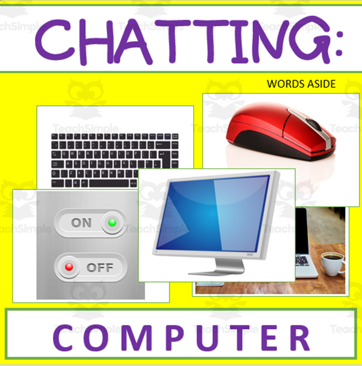 An educational teaching resource from WORDS ASIDE entitled Writing Prompt + Discussion Flashcards: Computer Pack downloadable at Teach Simple.