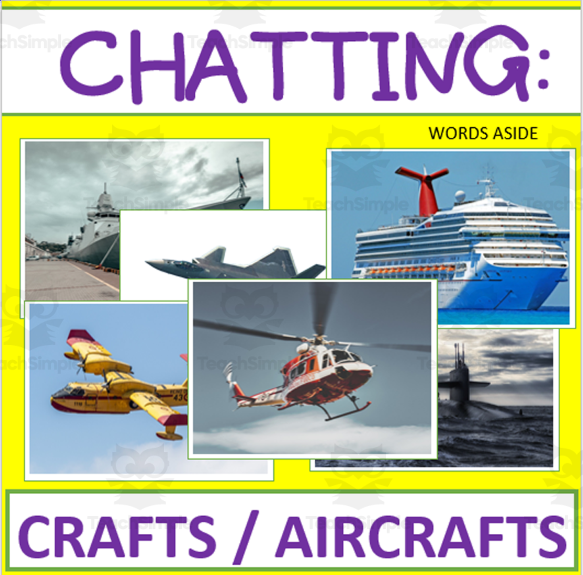 An educational teaching resource from WORDS ASIDE entitled Writing Prompt + Discussion Flashcards: Crafts Aircrafts Pack downloadable at Teach Simple.