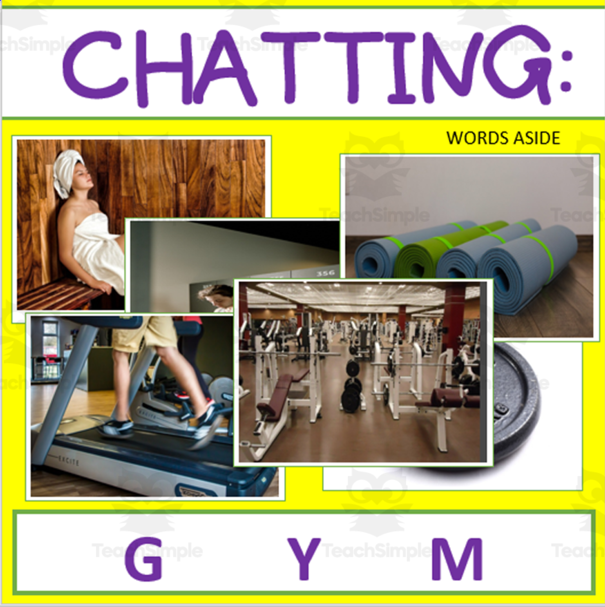 An educational teaching resource from WORDS ASIDE entitled Writing Prompt + Discussion Flashcards: Gym Pack downloadable at Teach Simple.