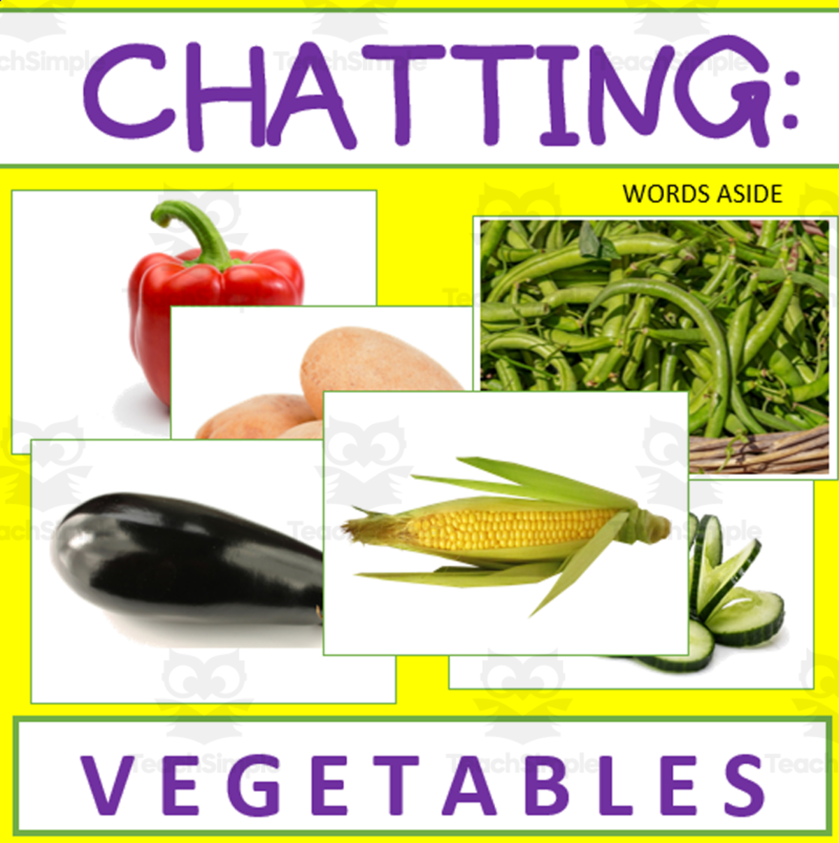 An educational teaching resource from WORDS ASIDE entitled Writing Prompt + Discussion Flashcards: Vegetables Pack downloadable at Teach Simple.