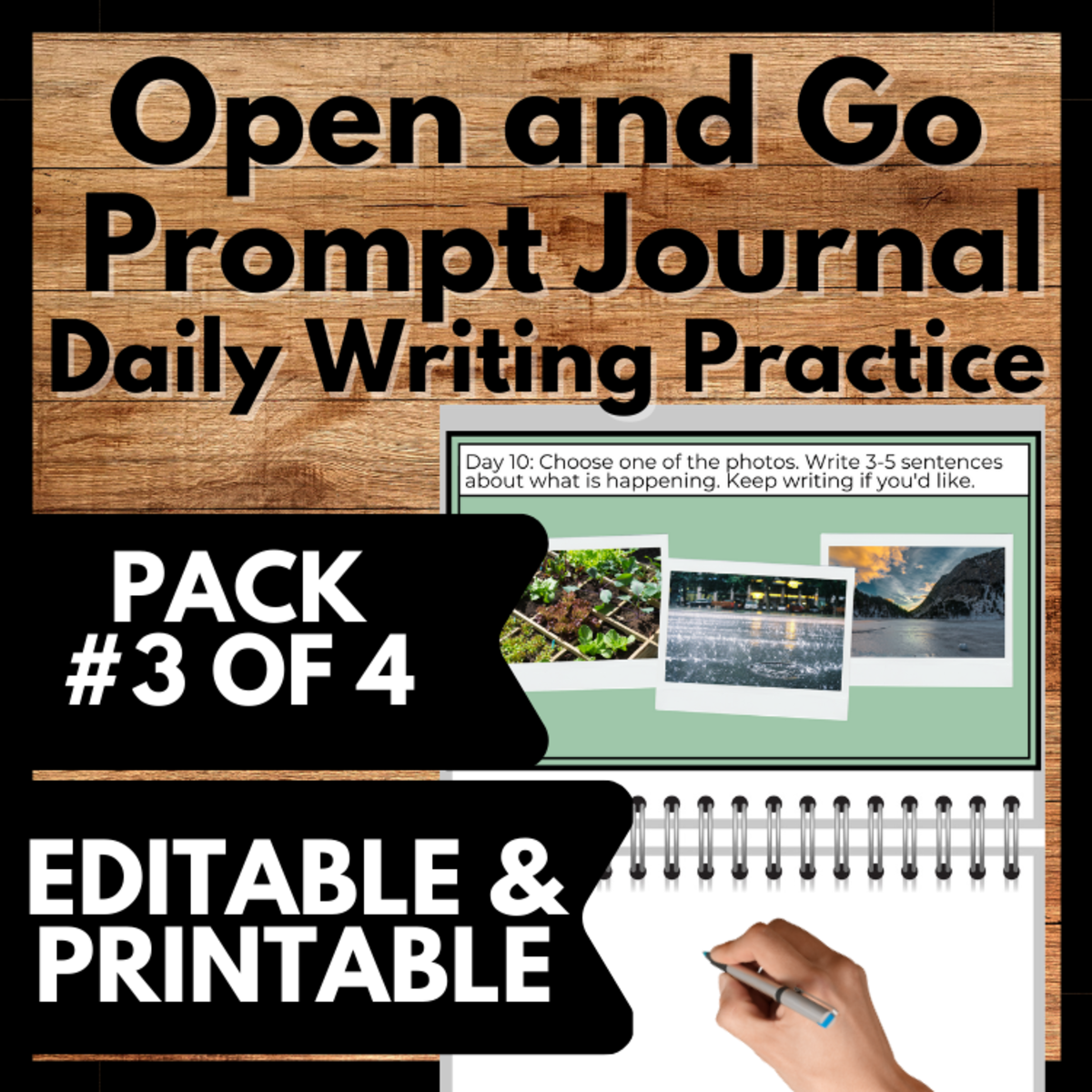 An educational teaching resource from Melissa Is Teaching entitled Writing Prompt Journal, 45-Days Warm-Up, Editable #3 downloadable at Teach Simple.