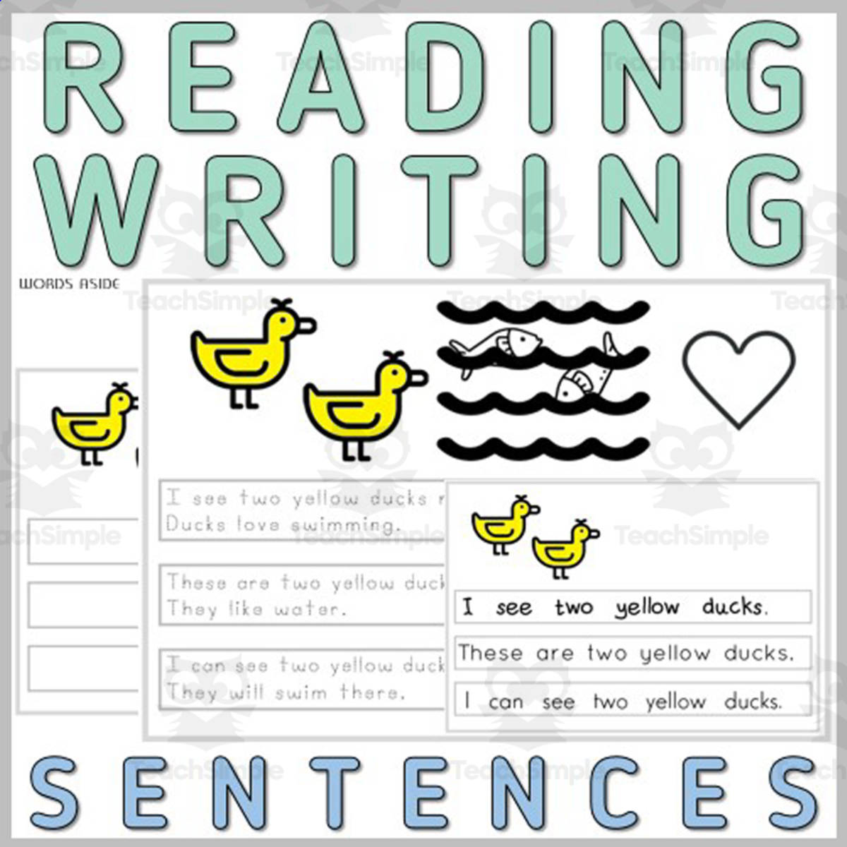 An educational teaching resource from WORDS ASIDE entitled Writing Reading Simple Sentence Task Card SpEd Autism Station Center 3 downloadable at Teach Simple.