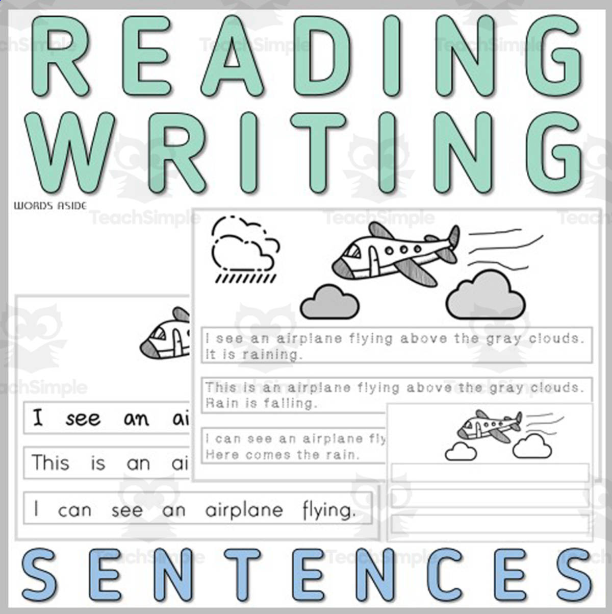 An educational teaching resource from WORDS ASIDE entitled Writing Reading Simple Sentence Task Card SpEd Autism Station Center 4 downloadable at Teach Simple.