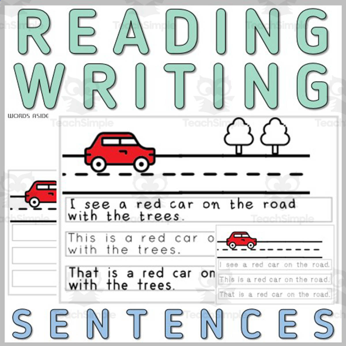 An educational teaching resource from WORDS ASIDE entitled Writing Reading Simple Sentence Task Card SpEd Autism Station Center 6 downloadable at Teach Simple.