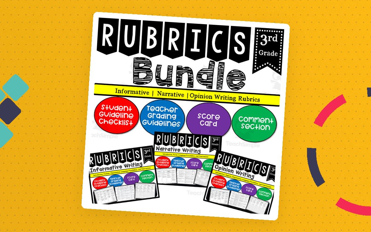 An educational teaching resource from K-5 Treasures entitled Writing Rubric BUNDLE for 3rd Grade with Checklist downloadable at Teach Simple.