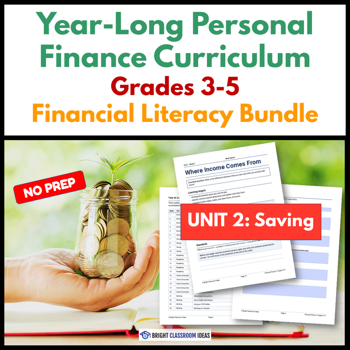 An educational teaching resource from Bright Classroom Ideas Marketplace entitled Year-Long Personal Finance Curriculum | Grades 3-5 | Unit 2 downloadable at Teach Simple.