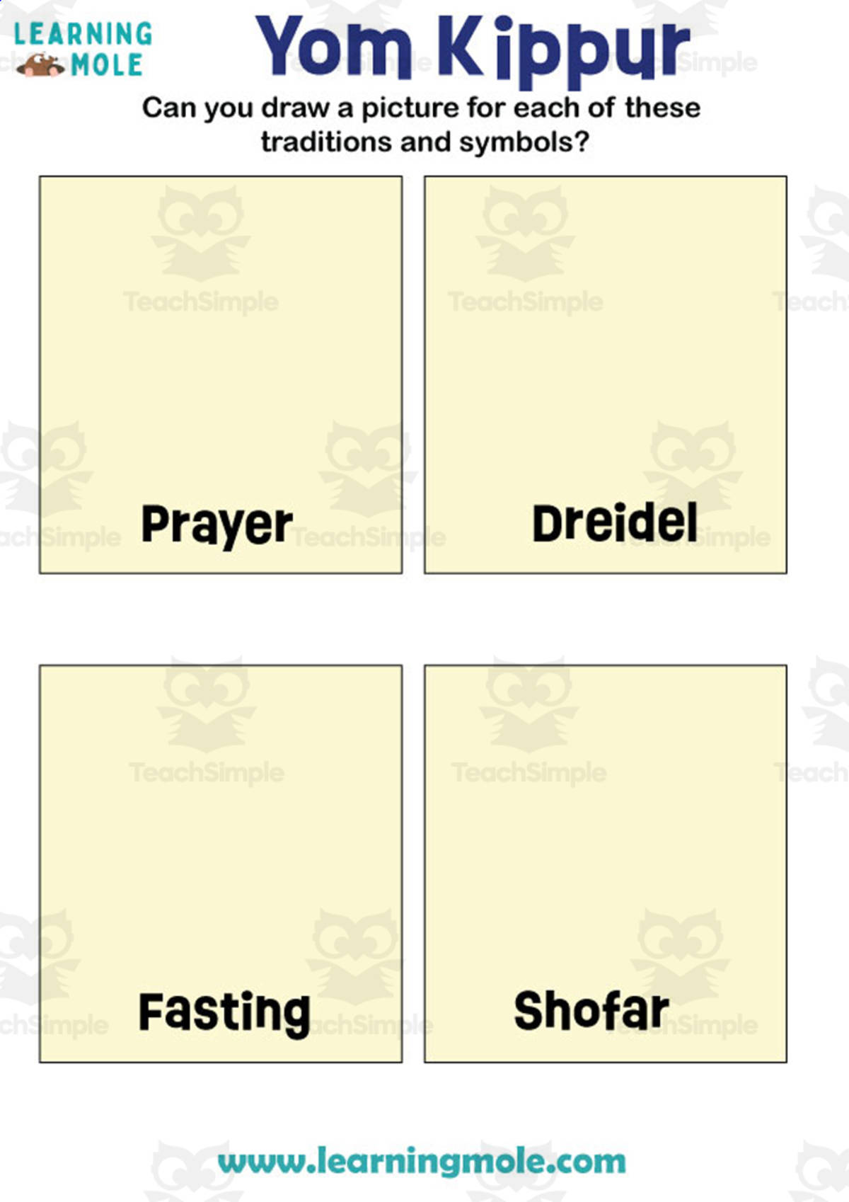An educational teaching resource from Educational Voice entitled Yom Kippur Activity downloadable at Teach Simple.