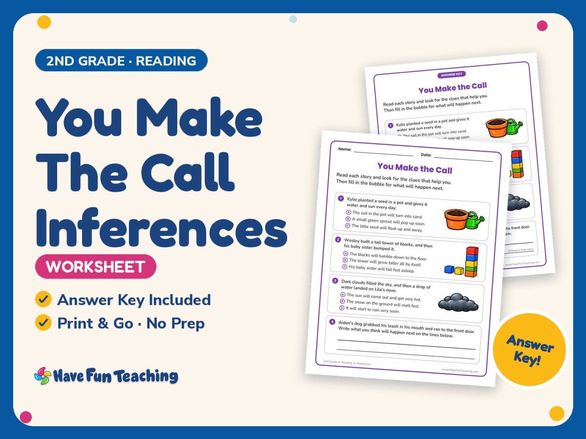 You Make The Call Inferences Worksheet – 2nd Grade Predictions preview