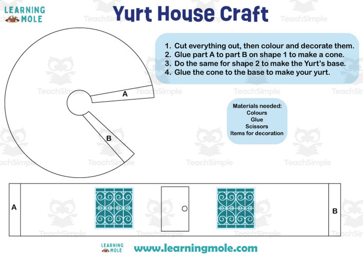 An educational teaching resource from Educational Voice entitled Yurt House Activity downloadable at Teach Simple.